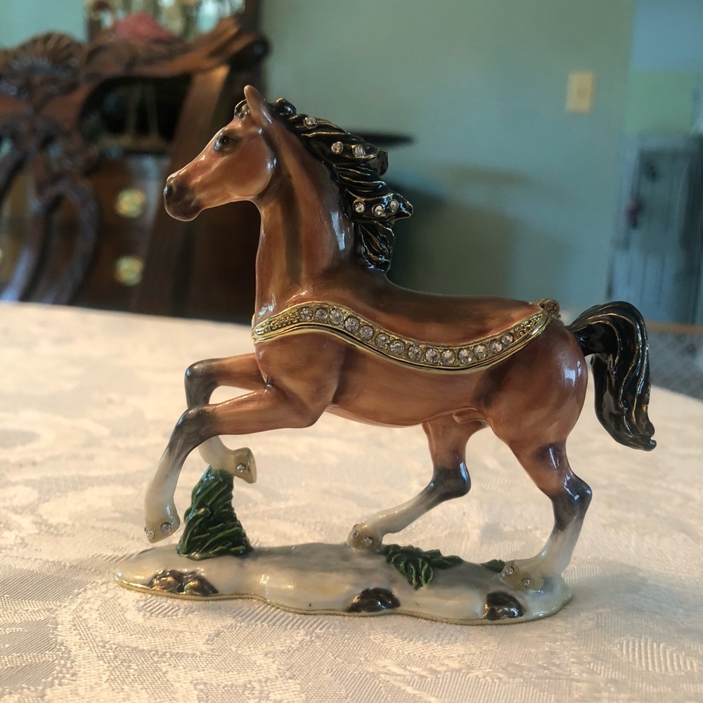 Elegant Brown Horse Figurine with Gold Accents